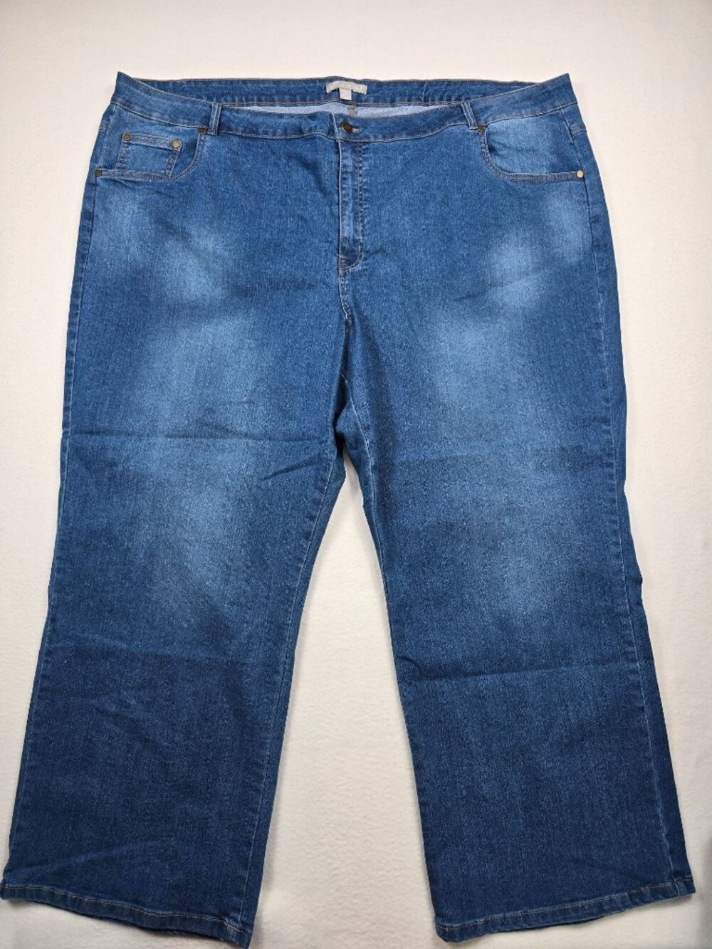 Woman Within 30W Petite Stretch Denim Jeans Medium Wash Cotton Blend